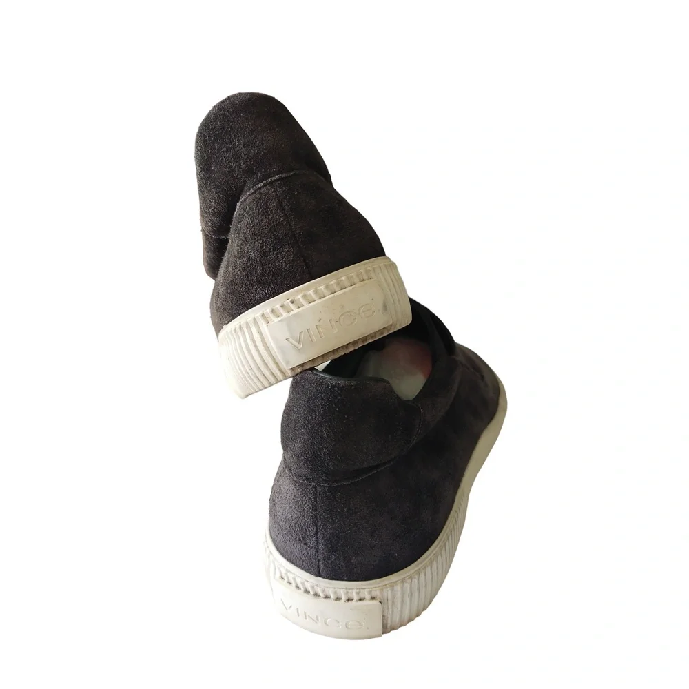 VINCE Kirkland Sneakers Pewter Slip-on Platform Elastic‎ Goring Rubber Sole 8.5